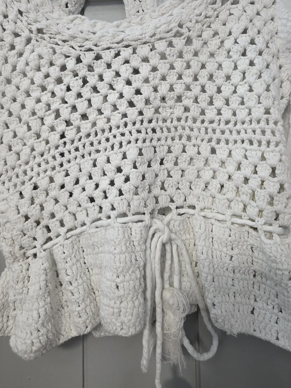 Free People White Crochet Tie-Front Crop Top
